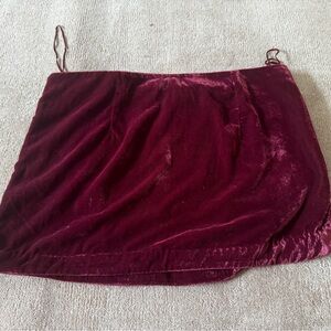 Free People Velvet Mini Skirt in Burgundy